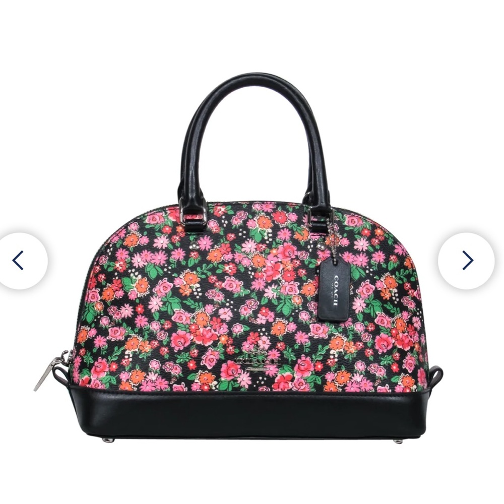 Coach sierra crossbody - Black & Pink Floral Mini Bowler-Style - Picture 1 of 16